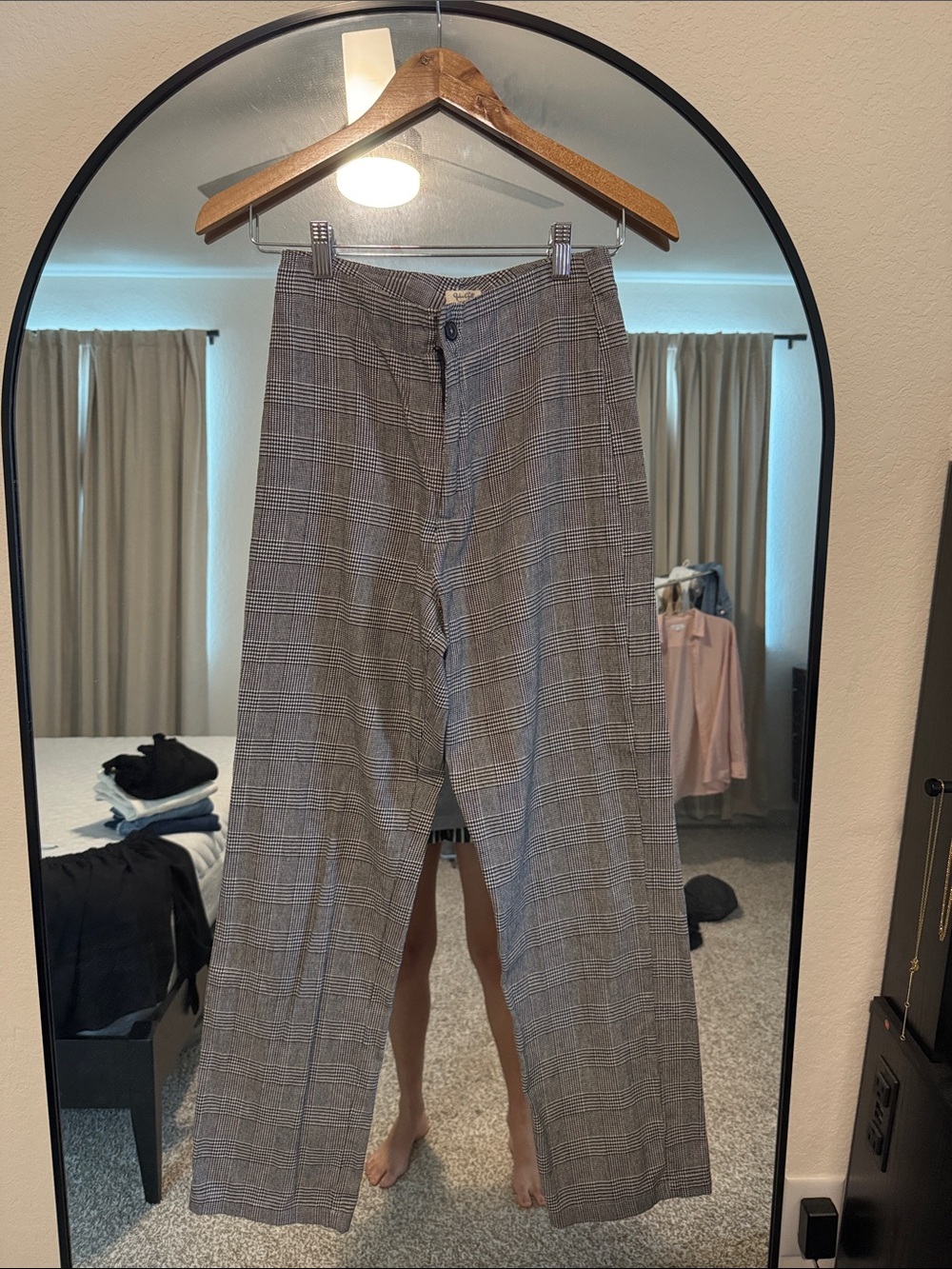Brandy Melville Gray Plaid Wide Leg Pants